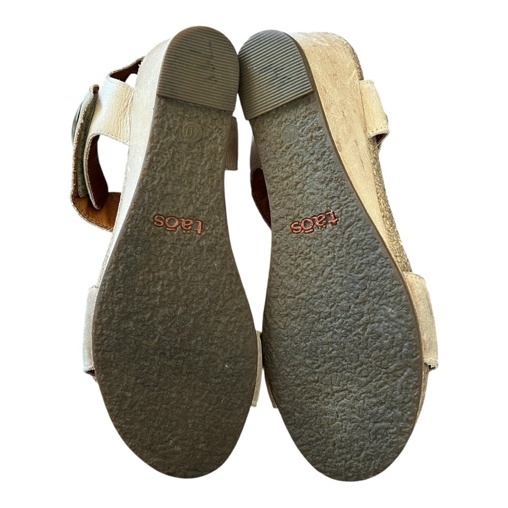 Taos Carousel Women's Tan Leather Wedge Adjustable Sandal Support Sz 9 - 9.5 - Picture 10 of 10